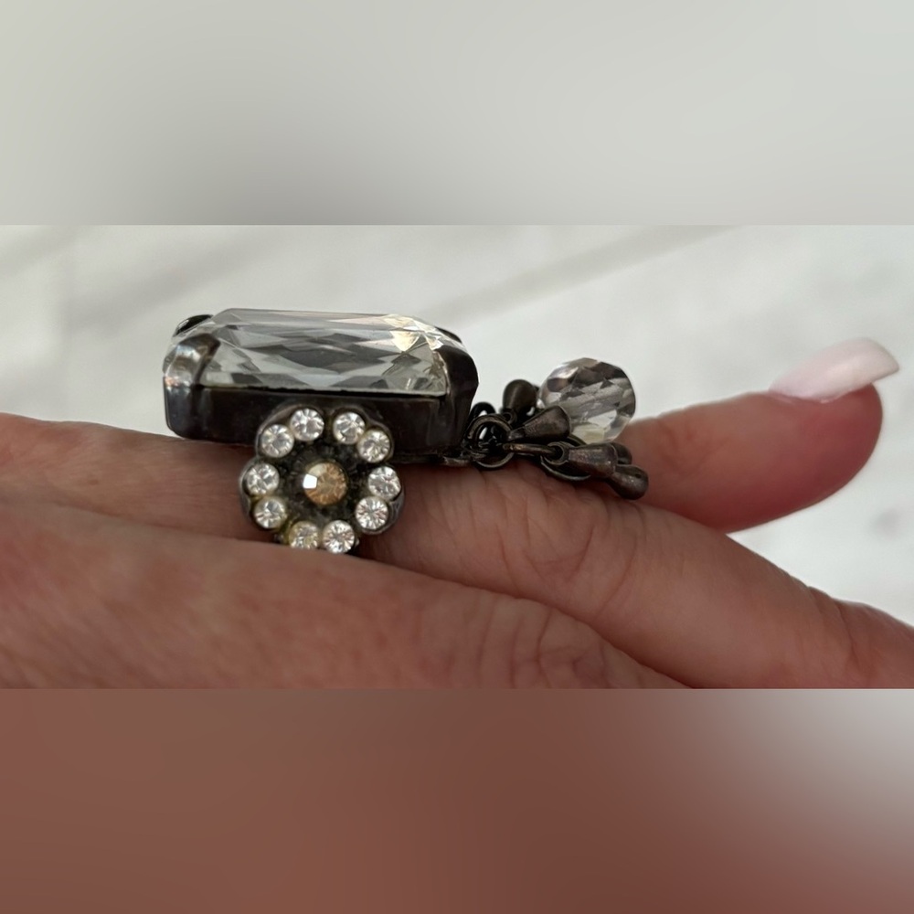 Cocktail Statement Stone With Dangle Charm Balls … - image 2